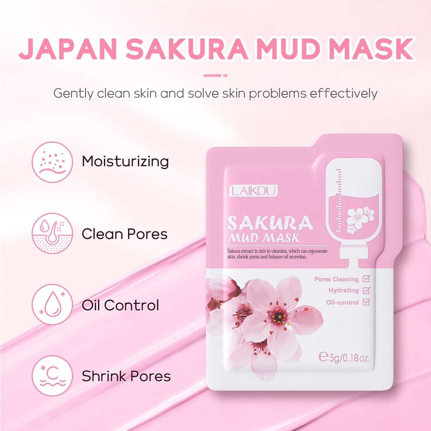 LAIKOU Japan Sakura Skincare Set Moisturizing Anti-Aging Kit Wrinkle Smoothing Radiance Boosting Facial Kit Gift Set
